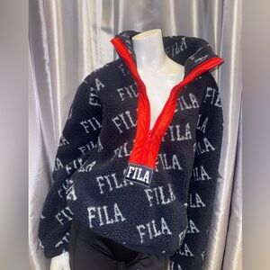 FILA Kids Black and Red Fleece Jacket